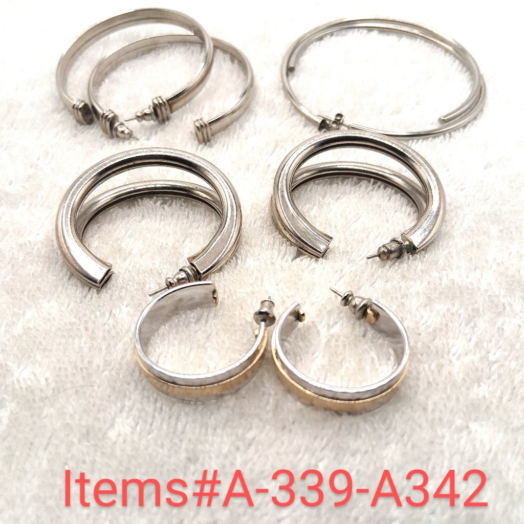 4 Pair Of Silver Earrings, Items # A-339--A-342 , Wt . 56 Grams